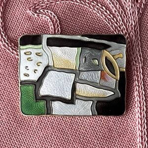 David Andersen Norway Sterling Silver & Enamel Abstract Winter Season Brooch/Pin